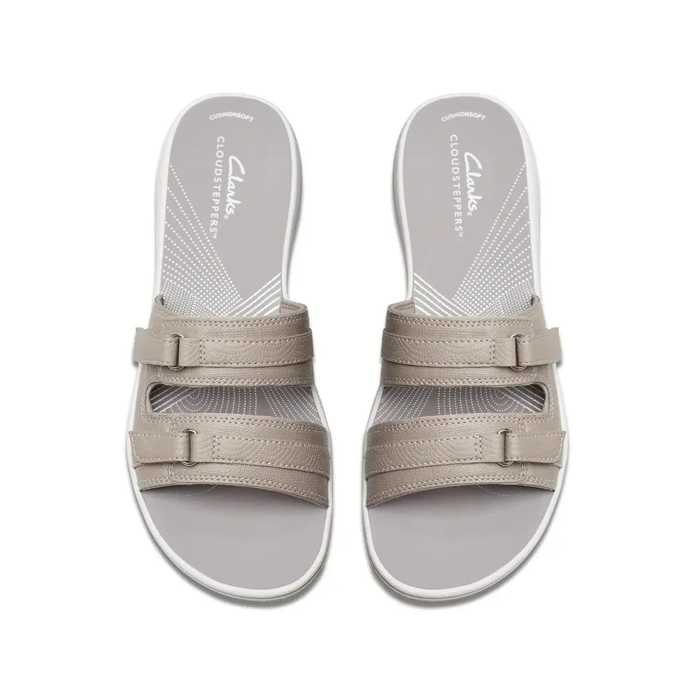 Clarks Breeze Piper Women’s Light Taupe Slide Sandals Cloudsteppers US 9M New